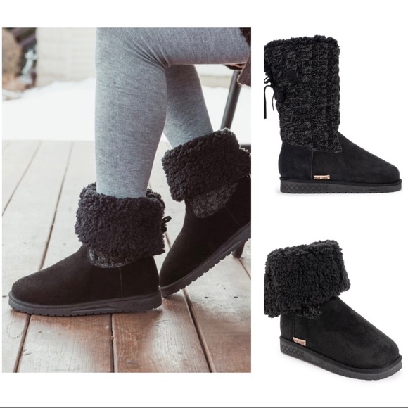 Muk Luks Fold Over Cable Knit Boots 6W - Picture 1 of 7